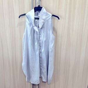 Metallic gray balloon blouse